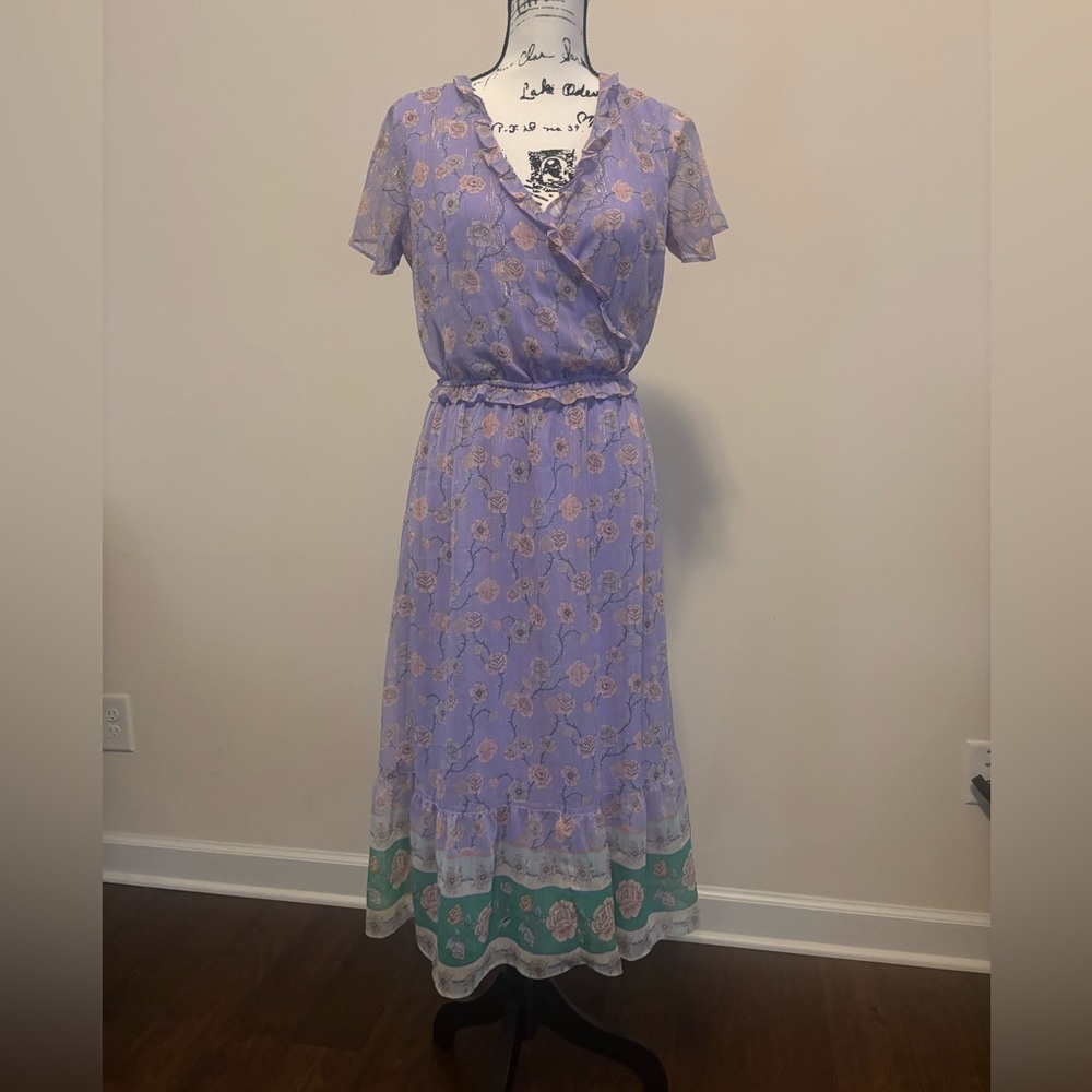 LC Lauren Conrad Purple Floral Midi Dress